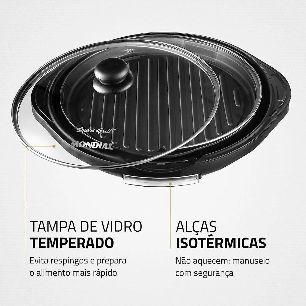 Grill Elétrico Smart Grill G-04 Redondo com Revestimento Antiaderente 1200W 30CM 110V