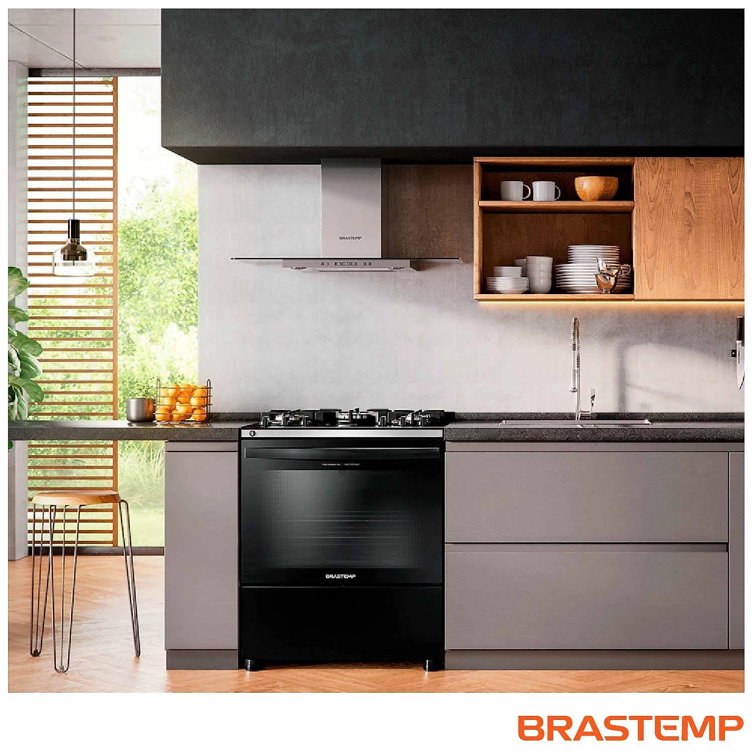 Fogão Brastemp 5 Bocas Preto com Turbo Chama com Mesa de Vidro - BFS5VCE Bivolt