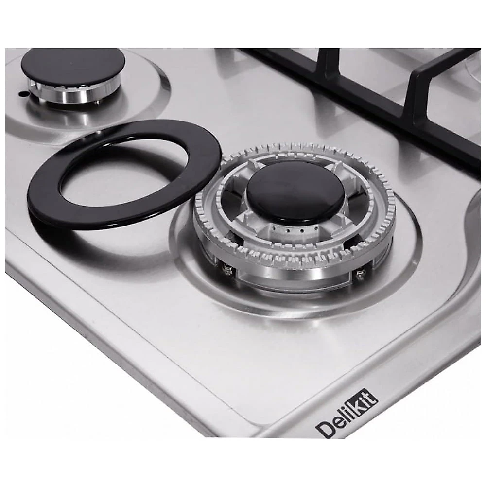 Cooktop a gás 5 bocas Deli-Kit inox escovado embutir dupla alimentação queimadores selados 110V