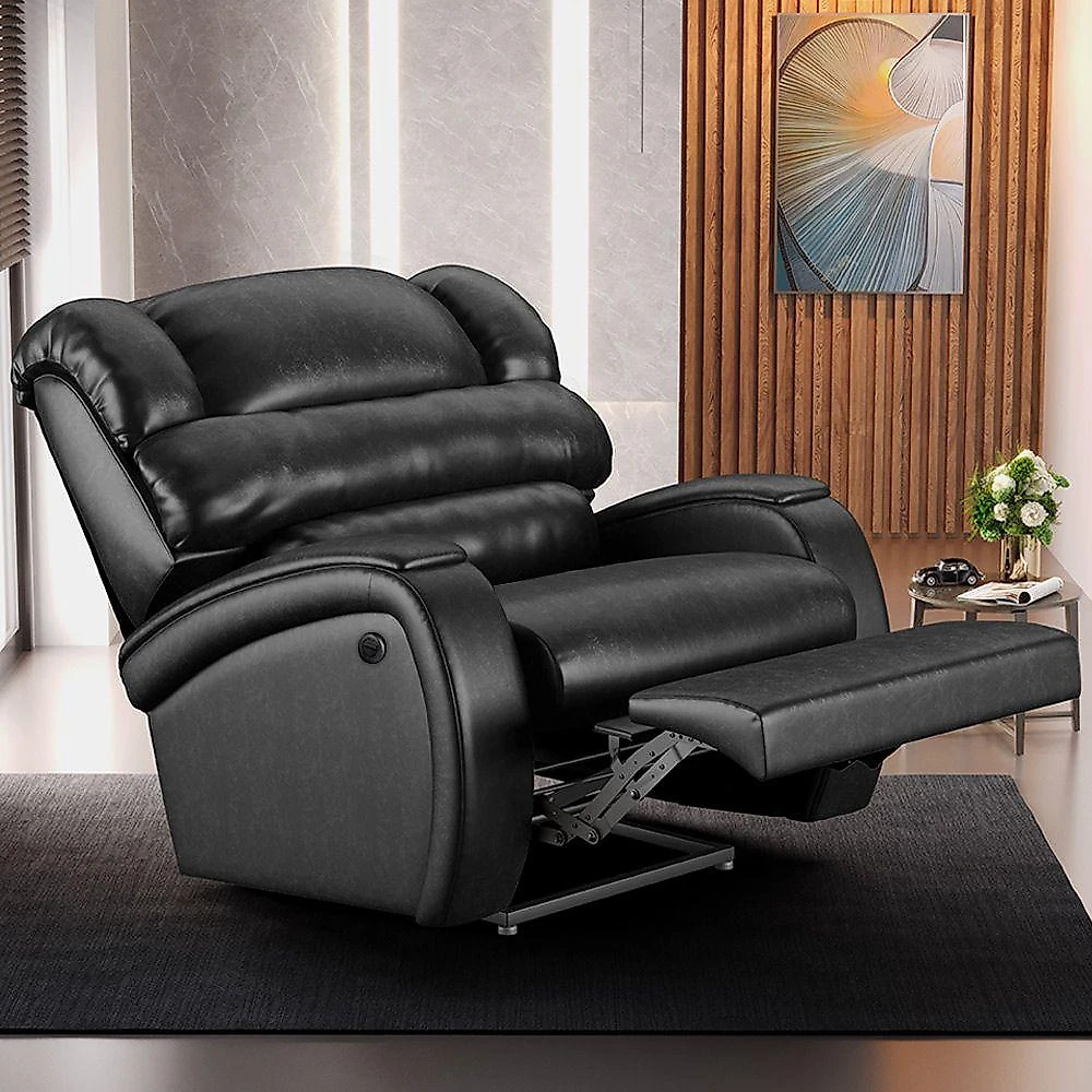 Poltrona Do Papai Reclinável Napoli Power Elétrica Pu Preto Brilho Fh1