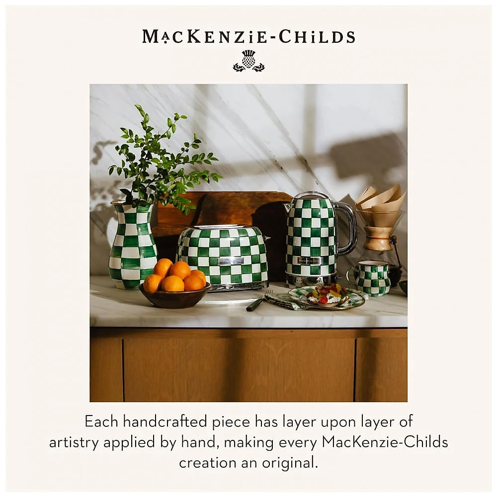 Chaleira elétrica MacKenzie-Childs Sterling Check inox verde e branca 8 xícaras 1500W 110V