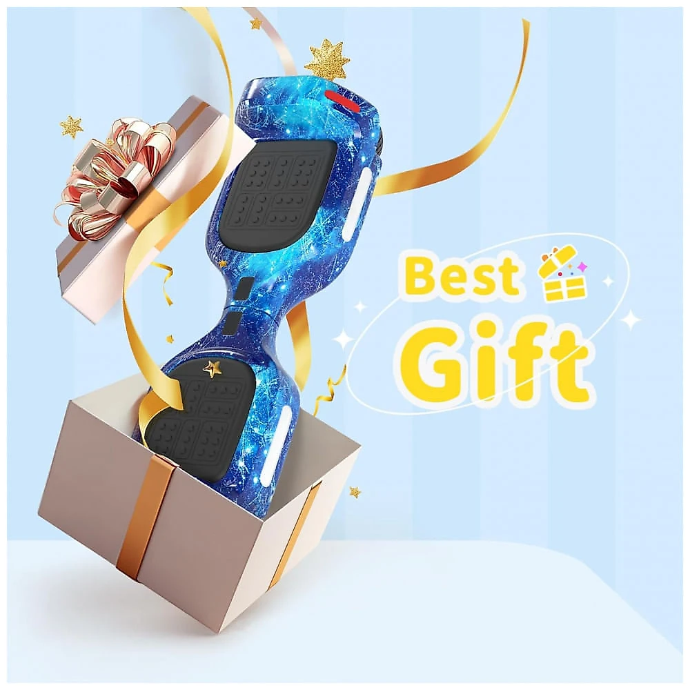 Hoverboard SIMATE Azul Galáxia 6,5" com Bluetooth, Luzes LED e Certificação UL2272 – Até 13,7 km/h, Autonomia de 12,8 km