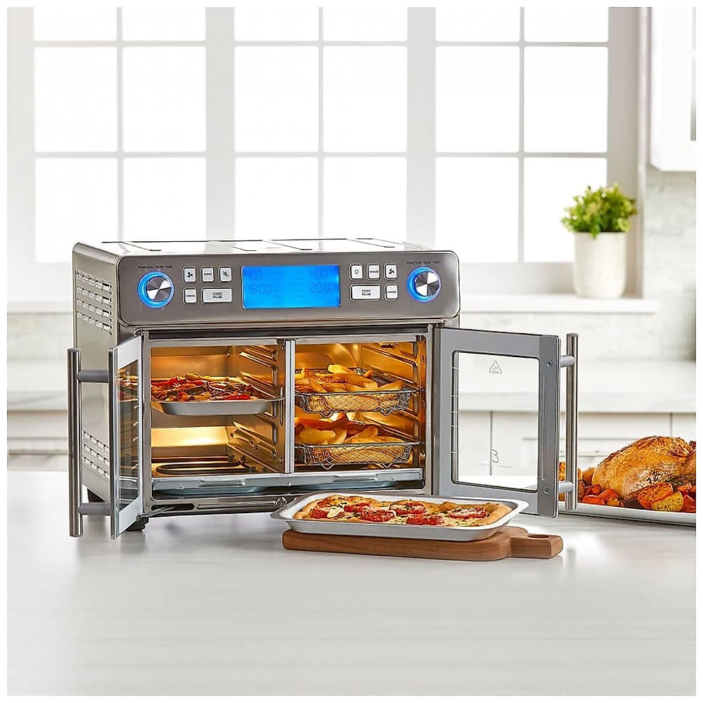 Forno Air Fryer Emeril Lagasse Dual Zone 360 com Porta Francesa, 23,66 litros Extra Grande, Prepare Dois Alimentos de Maneiras Diferentes