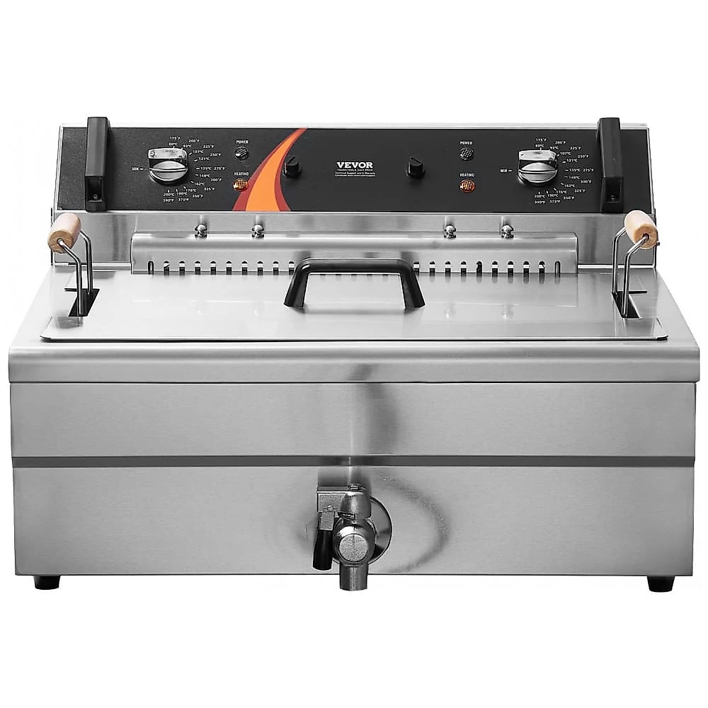 Fritadeira Elétrica Comercial VEVOR 29L Duplo Elemento Inox Controle de Temperatura 110V