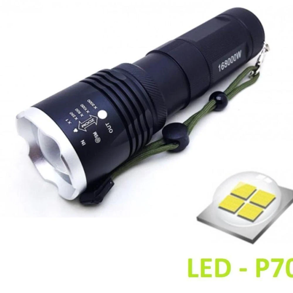 Lanterna Holofote Tática Led P70 Com Zoom Ajustável - Bm8504