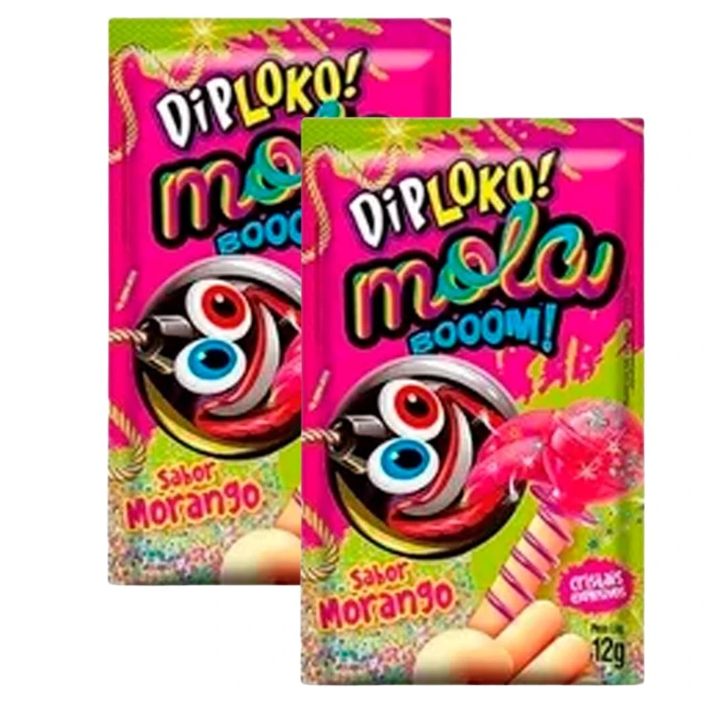 Kit 2 Pirulito DipLoko Mola Booom Sabores Sortidos 12g