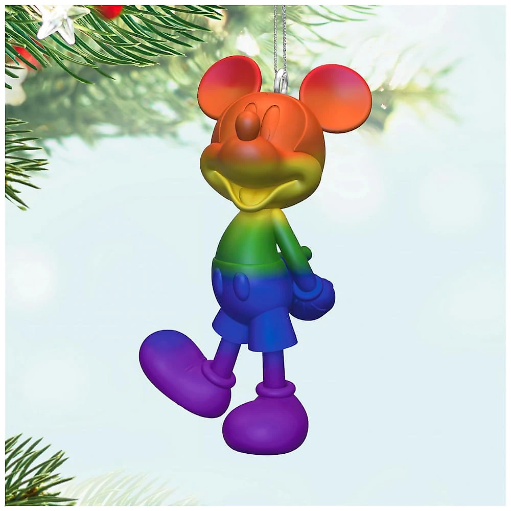 Enfeite de Natal Hallmark Keepsake 2024 Mickey Mouse Arco-Íris, Plástico Colorido 4x6,4x3,3 cm