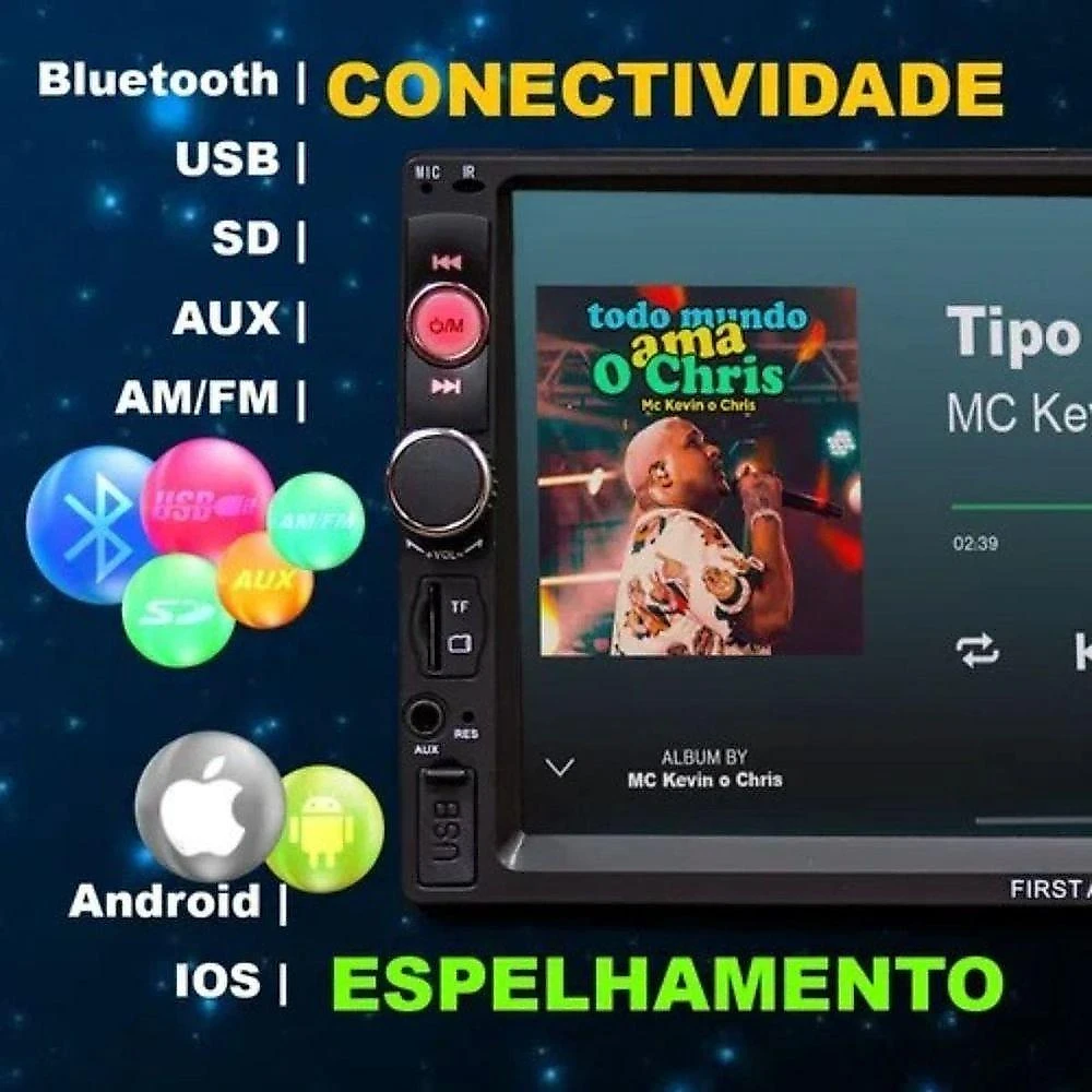 Central Multimídia 2 Din Mp5 S10 2012-15 Câmera Moldura
