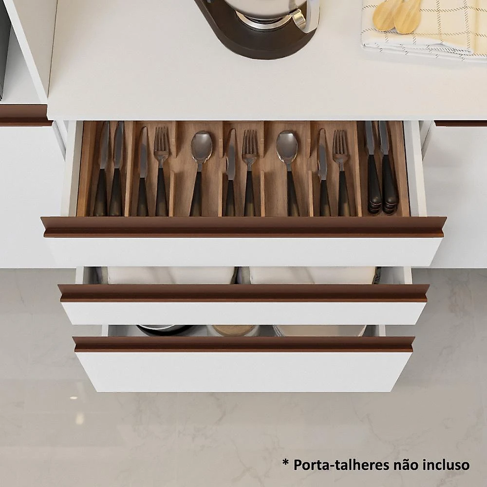 Armário de Cozinha Completa de Canto 462cm Branco Reims Madesa 03 Branco