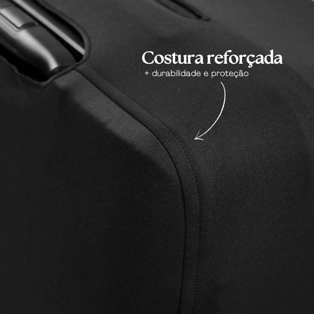 Capa de Mala de Viagem Grande Reforçada em Poliéster com Zíper Preto com Abertura para Alças