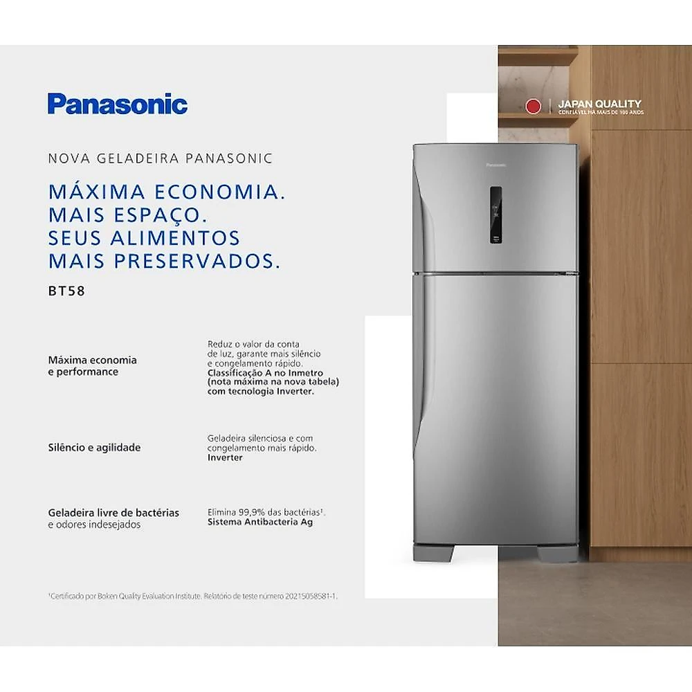 Geladeira Panasonic Duplex Frost Free Inverter 446L NR-BT58PV3X Aço Escovado 110V