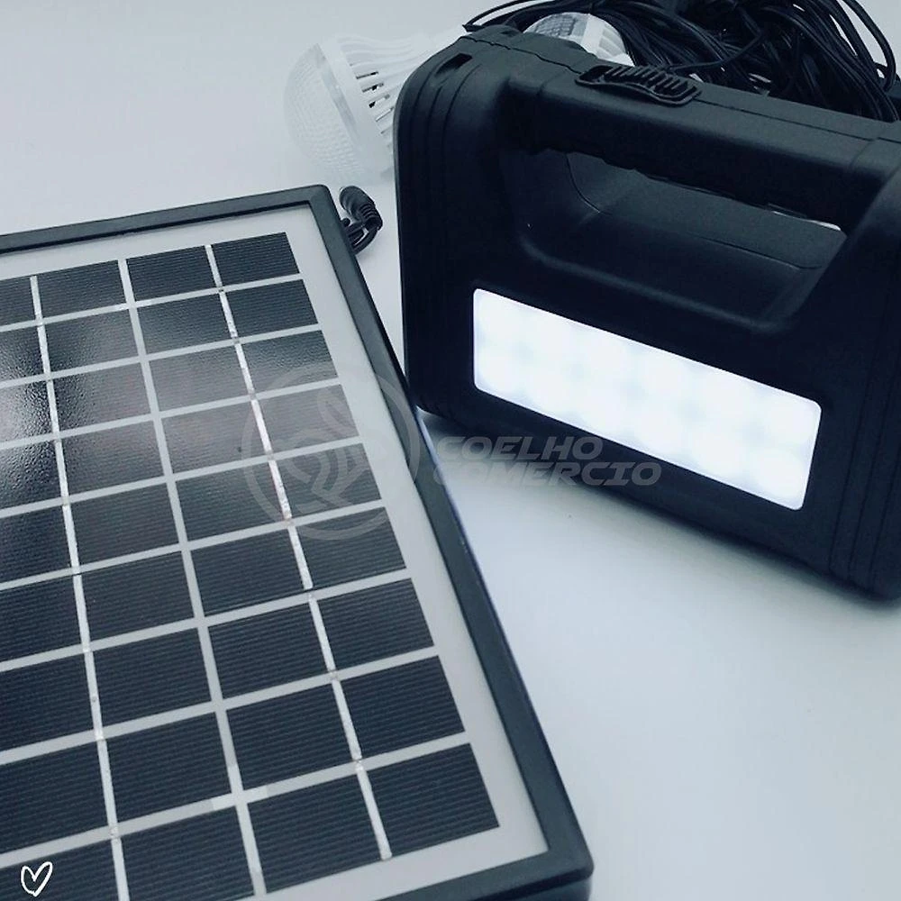 Kit Lanterna Placa Solar Carregador Portatil Emergência