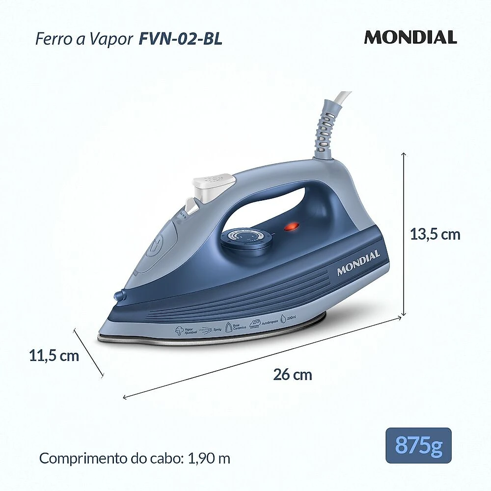 FERRO A VAPOR FVN-02-BL 127V/60Hz 127V