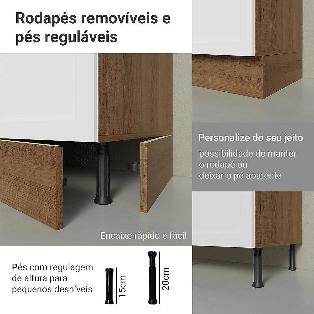 Balcão de cozinha 50cm 1 porta rustic/branco vik madesa