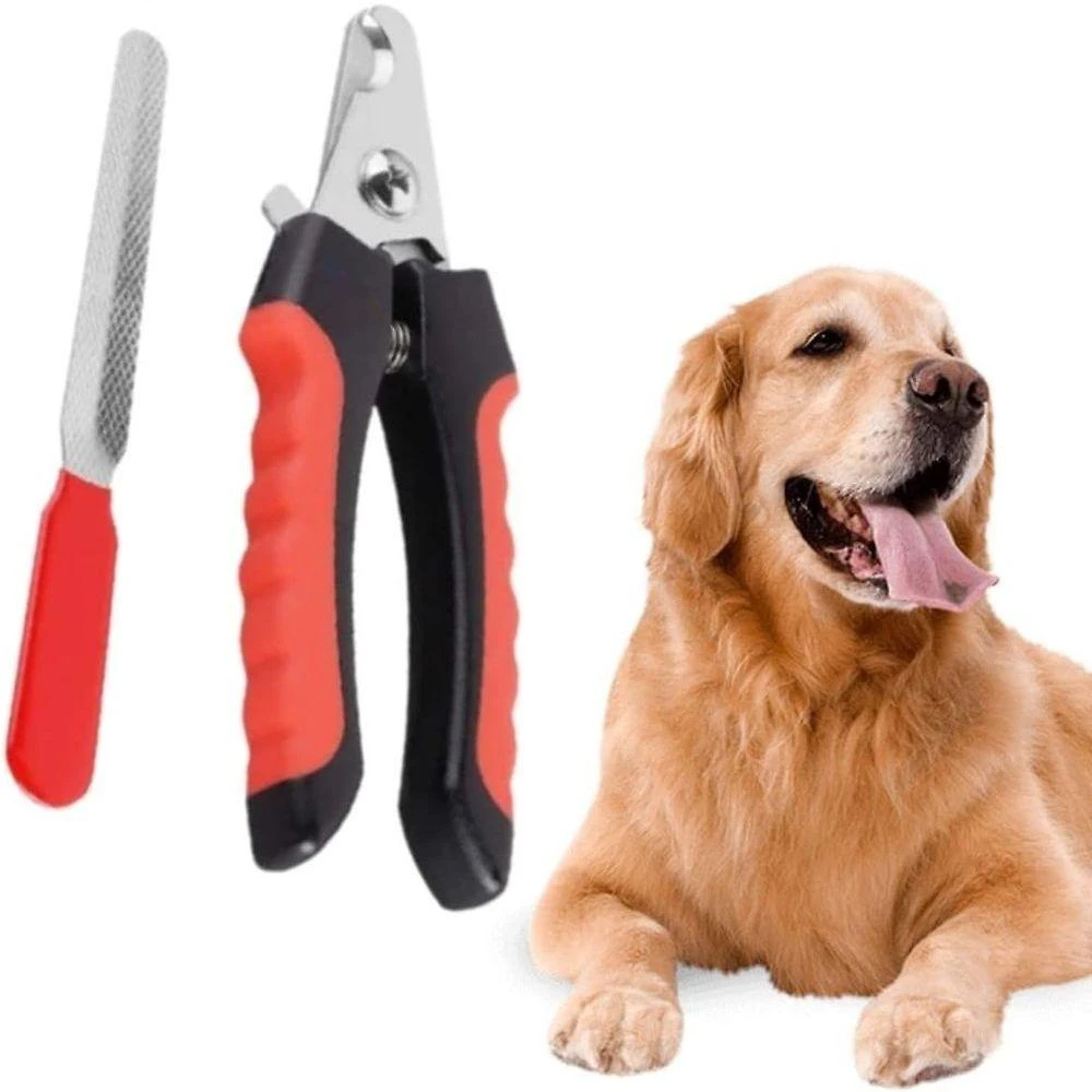 Kit Alicate Cortador de Unhas com Lixa para Cães Gatos e Coelhos em Aço Inox com Trava de Segurança