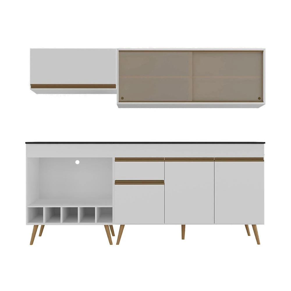 Armário de Cozinha Modulada Completa com Balcão 190cm Veneza Multimóveis MP2422 Branco