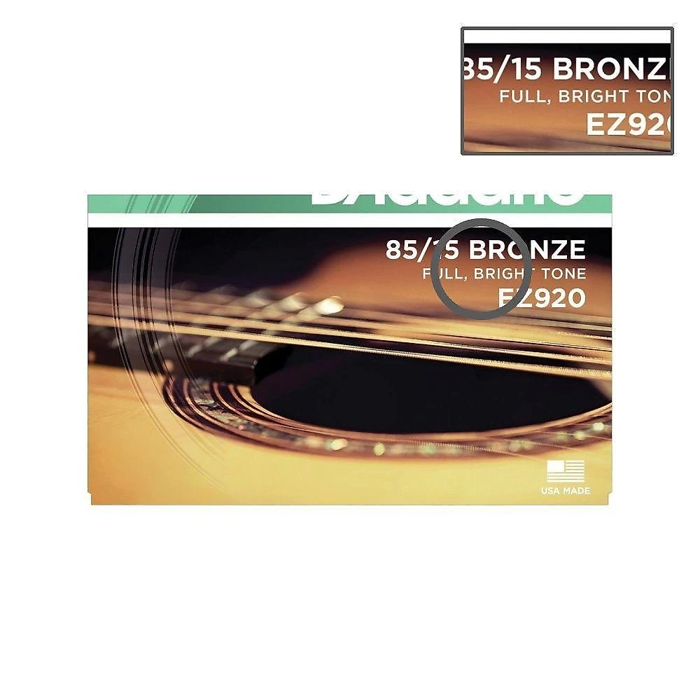 Encordoamento para Violão de Aço Ez920 .012-.054 Som Brilhante Sustain 85-15 D'Addario