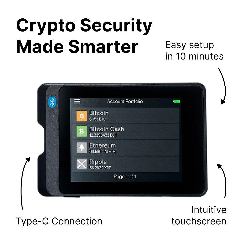 Carteira de Criptomoedas SecuX W20C-PLUS, USB, Bluetooth, Tela LCD, Inclui 2 Placas de Recuperação X-SEED, Preto - 98-011-010100