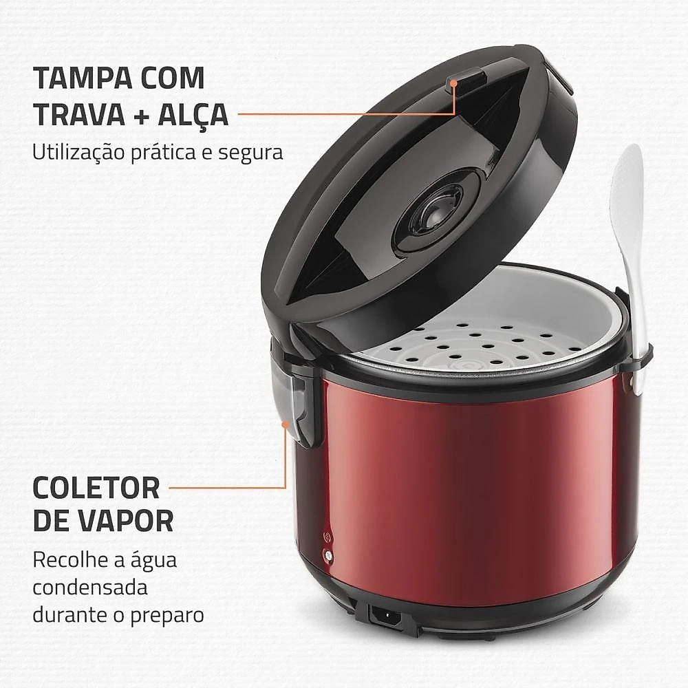 Panela Elétrica de Arroz PE-46-10X 10 Xícaras 700W com Cesto para Cozimento a Vapor 110V
