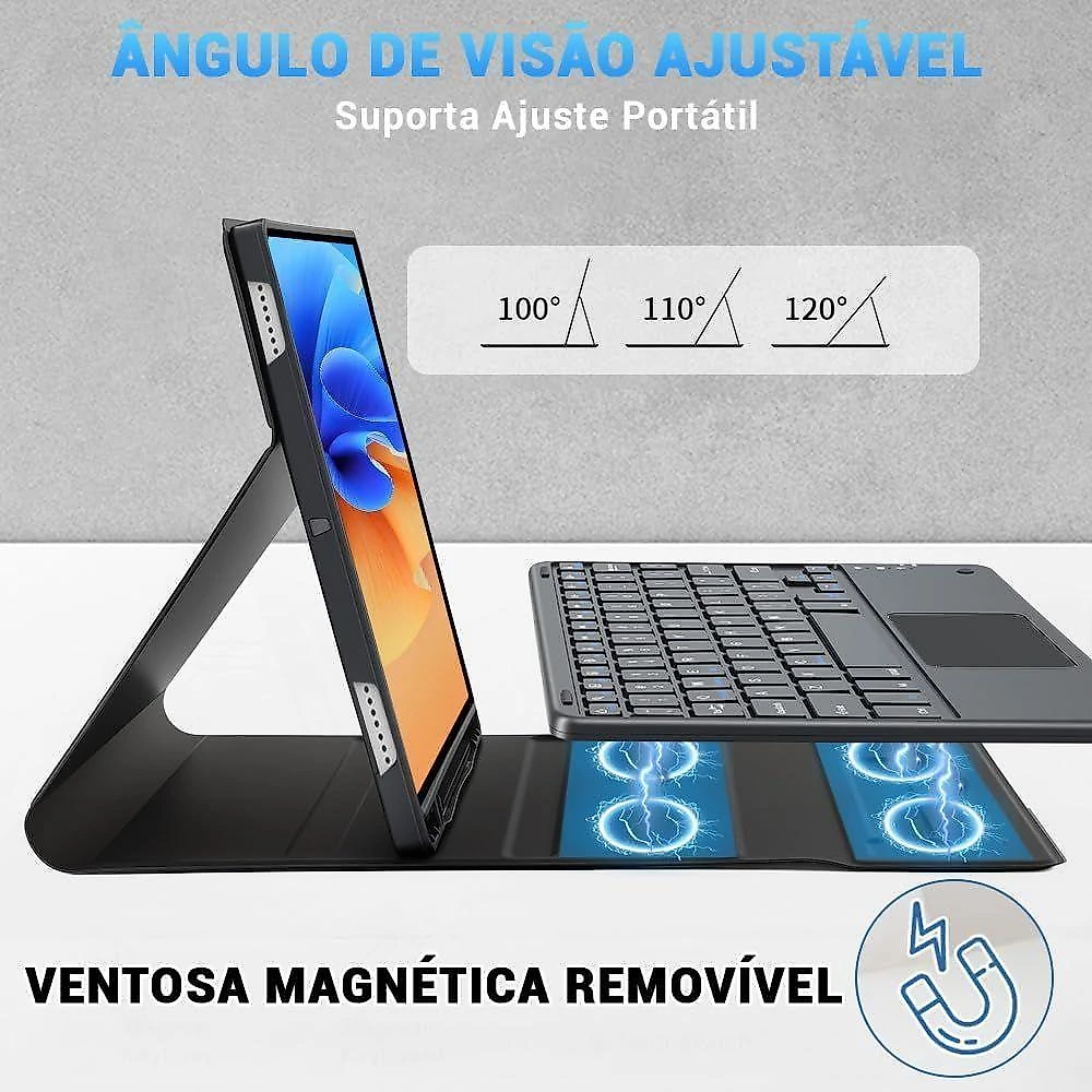 Capa com Teclado Bluetooth e Mouse para Tablet Modelo 452 Redmi Pad 2 11 Pol 2025 Worldwide
