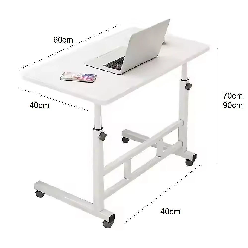 Mesa Notebook Altura Ajustavel Home Office Multifuncional Com Rodinhas Escrivaninha Sala Sofa Branco