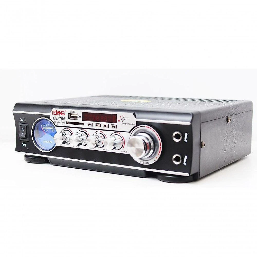 Receiver Amplificador Lelong 2 Canais Karaokê Bluetooth 60W RMS 110V Preto
