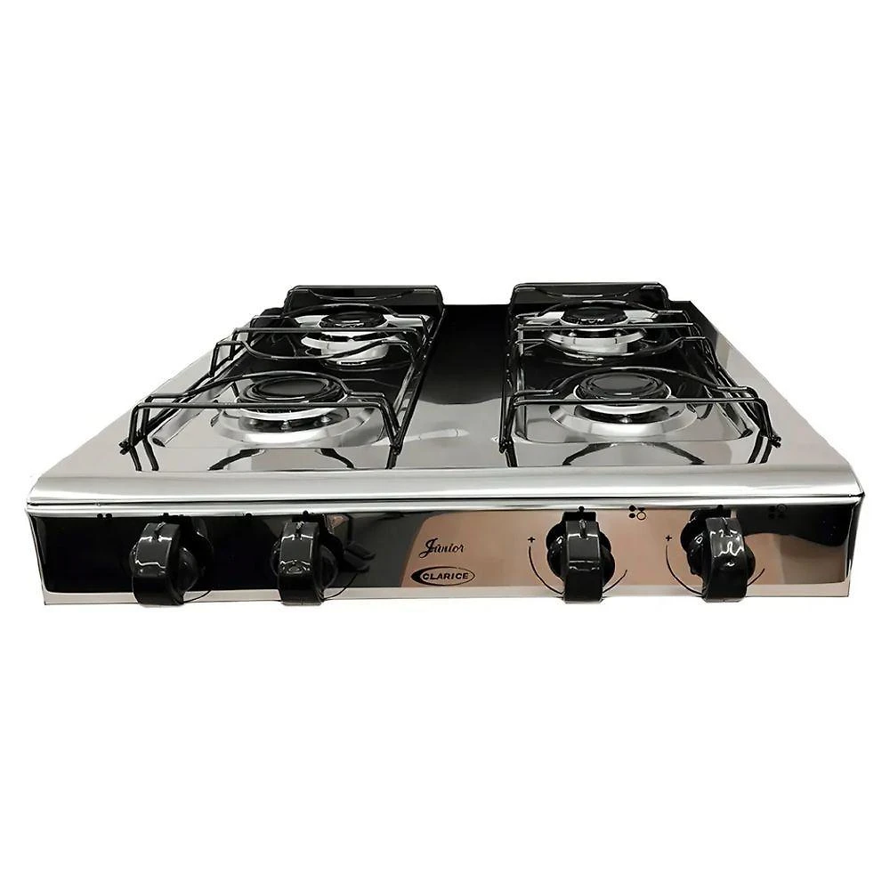 Fogão à Gás de Piso 4 Bocas Gás Natural Clarice Junior Mesa Inox Acendimento Manual