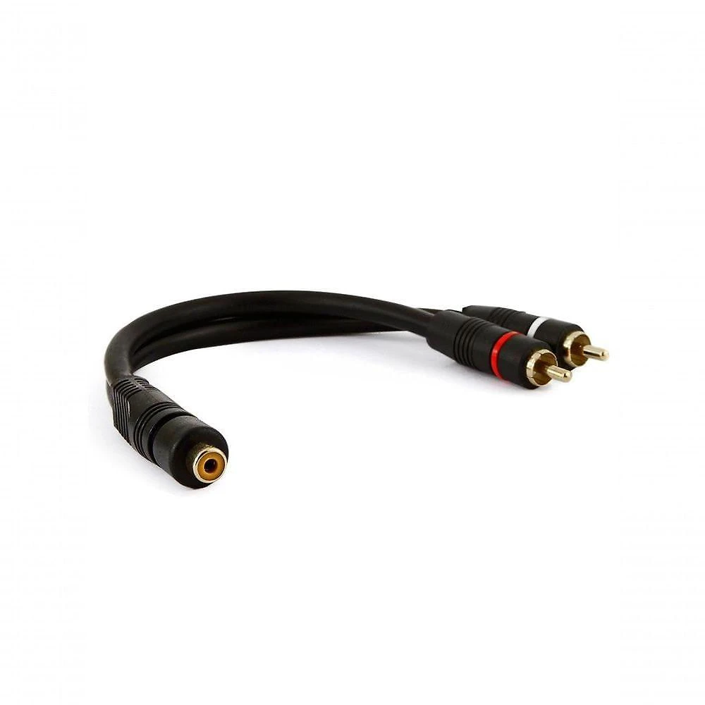 Cabo RCA NWT 1RCA Fêmea + 2RCA Macho Gold para Som Automotivo 20CM 5MM Preto