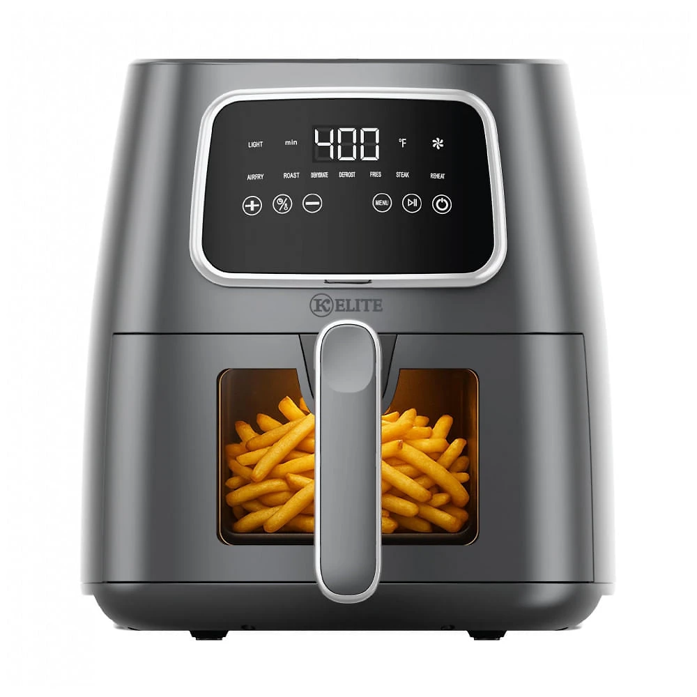 Fritadeira Elétrica Air Fryer Kitchen Elite Cinza 5,2L Digital 7 em 1 1500W 110V