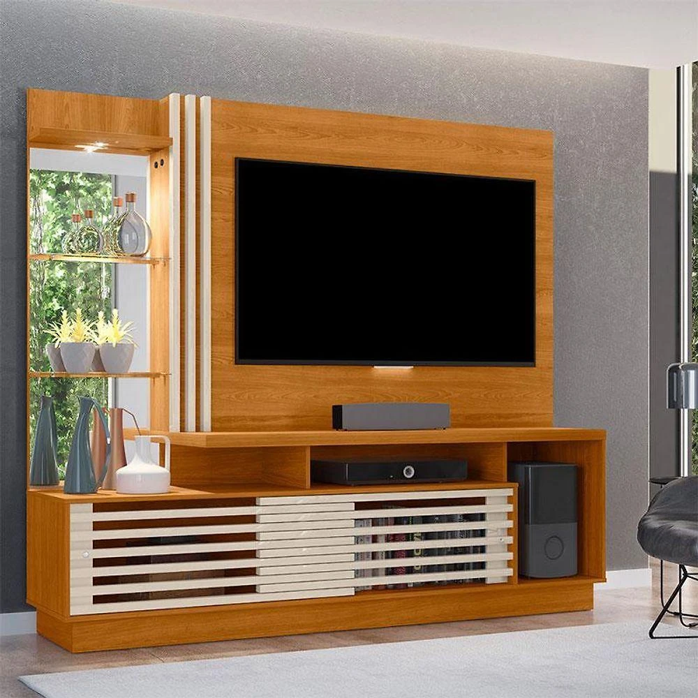Estante Home Theater Ambiente Frizz Plus Cinamomo Off White - Madetec