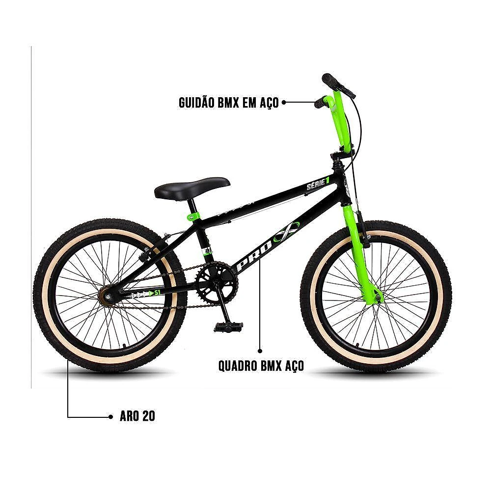 Bicicleta Drop P03 Aro 20 V-Brake Pedivela Monobloco em Aço Preto e Verde D'Rossi