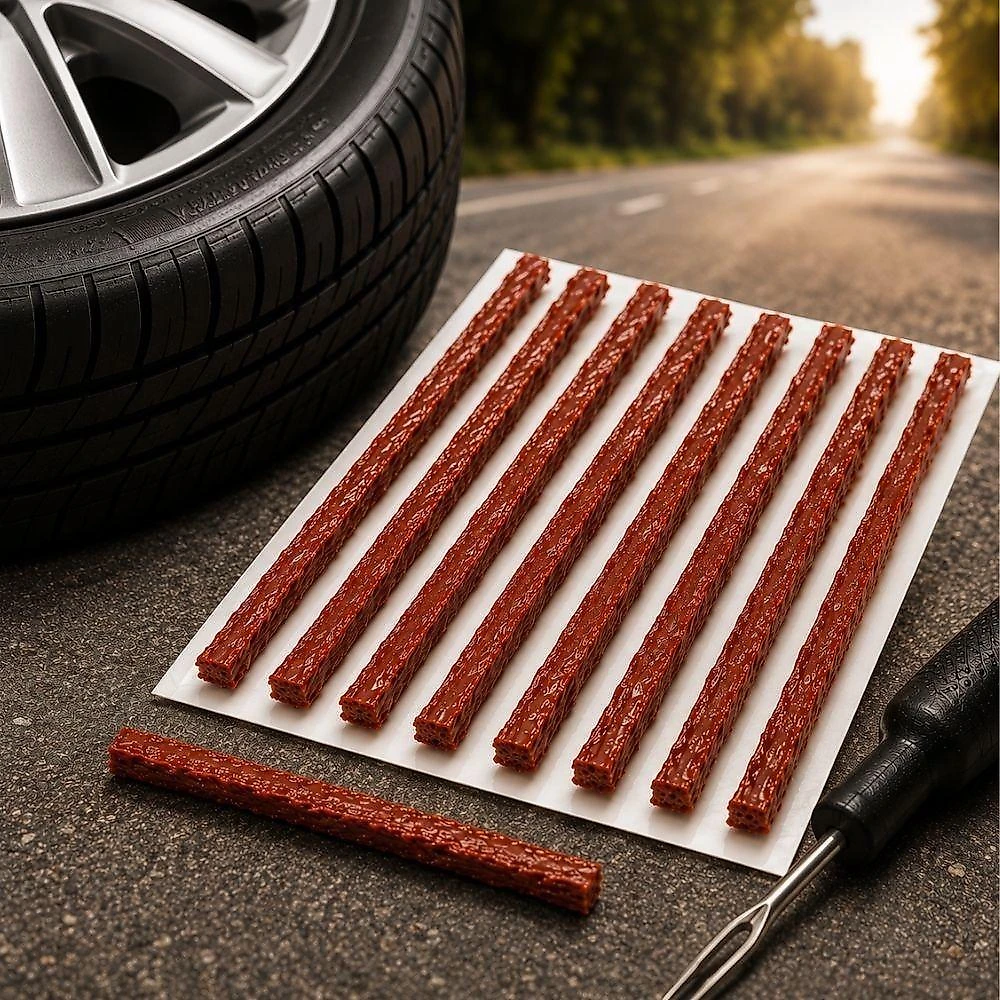 Kit Reparo de Pneus sem Câmara 60 Unidades para Carro Moto Bike Caminhão com Macarrão e Remendo