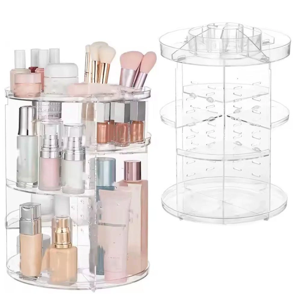 Prateleira Porta Maquiagem 4 Andares Organizador Cosméticos Giratório Perfumes Suporte Acrílico Rotação