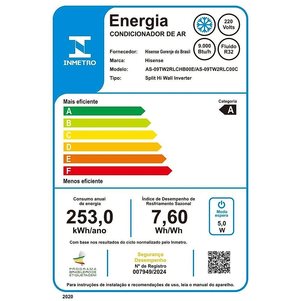 Ar Condicionado Split Hisense 9000 BTUS Frio 220V AS-09TW2RLCHB00