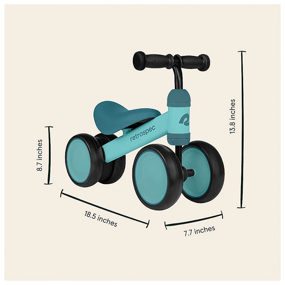 Bicicleta sem Pedal Infantil Retrospec 4500 com 4 Rodas para Crianças de 1 a 4 Anos, Azul