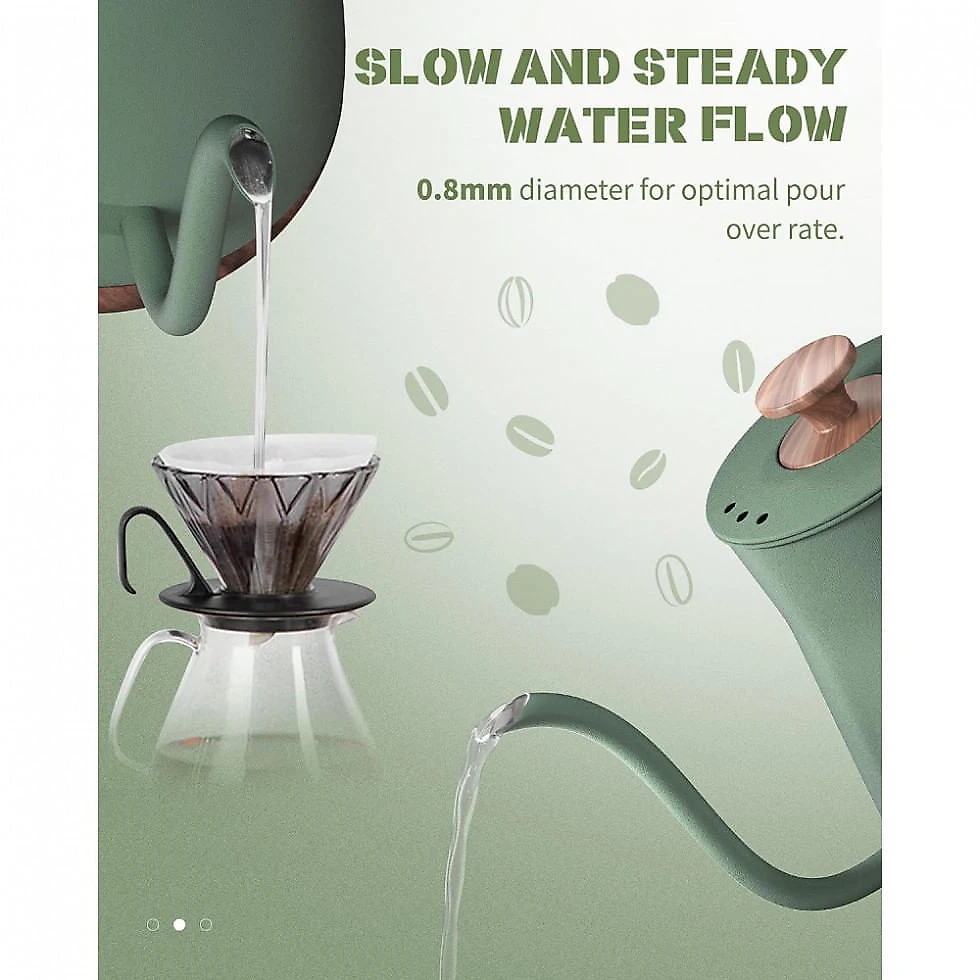 Chaleira Elétrica 0,8 L com Desligamento Automático, em Aço Inoxidável, 110V 1000W, Keebar XH W081, Verde