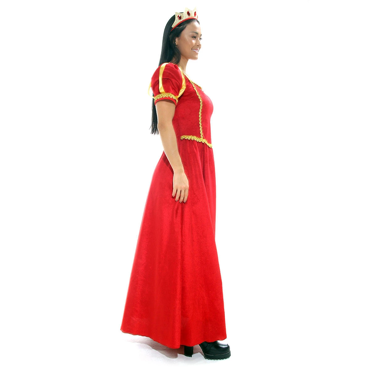 Miniatura Fantasia de Rainha Vestido Adulto de Veludo Vermelho e Coroa G