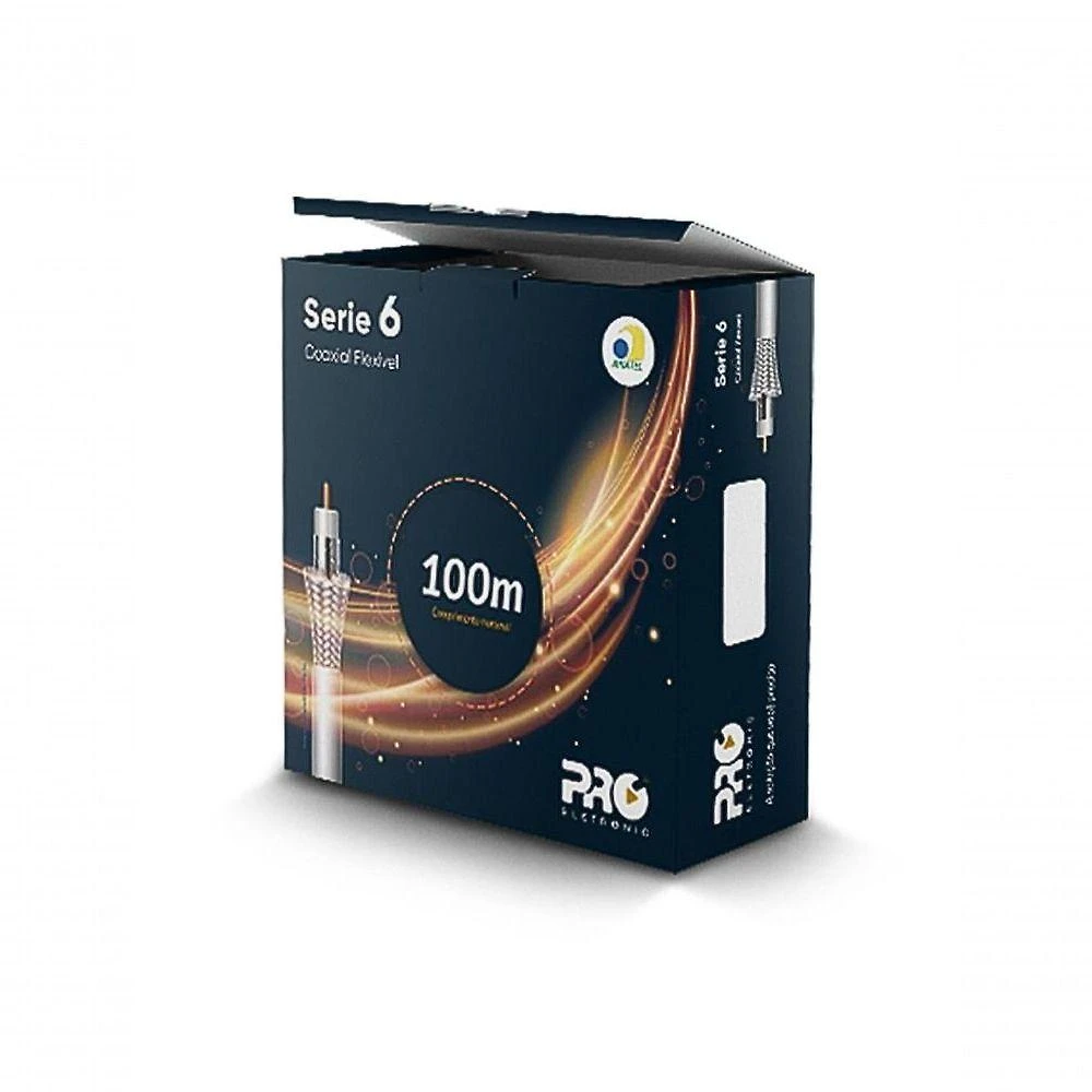 Cabo Coaxial RG6 Proeletronic CACO0660-01 para TV Via Satélite com Dupla Blindagem 60% Malha Branco