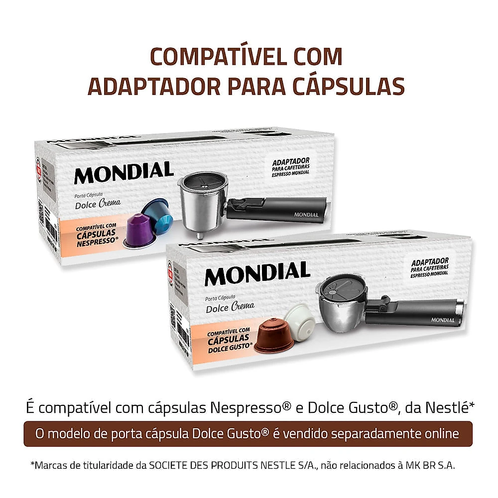 Cafeteira Espresso Automática Dolce Latte 20 bar Mondial Preto/Inox - CCL-01 110