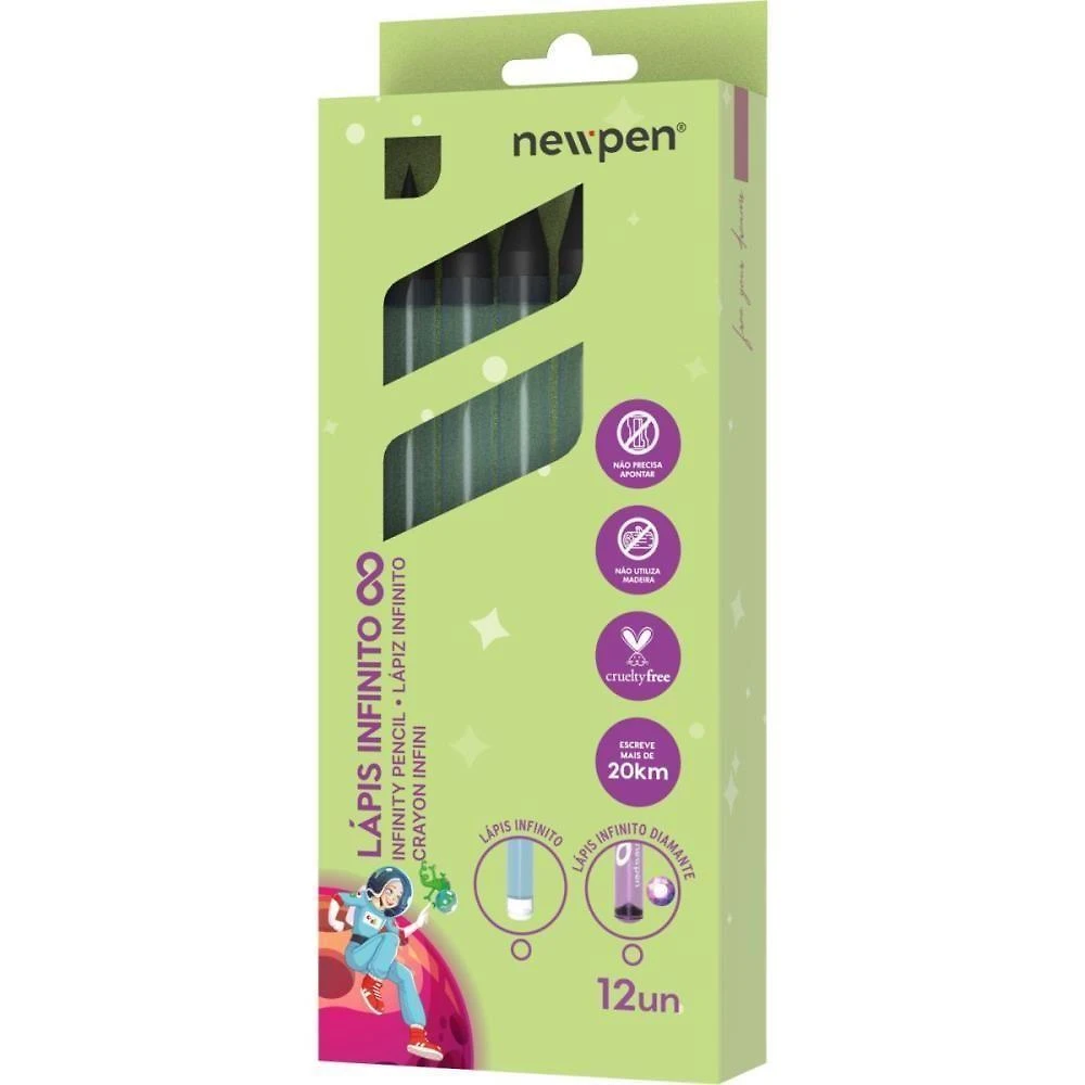 Lápis Newpen Infinito Diamante Color Redondo Preto Grafeno