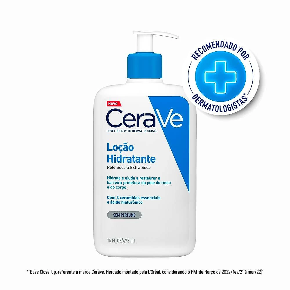 Loção hidratante corporal cerave para pele seca com Ácido hialurônico e ceramidas 473ml