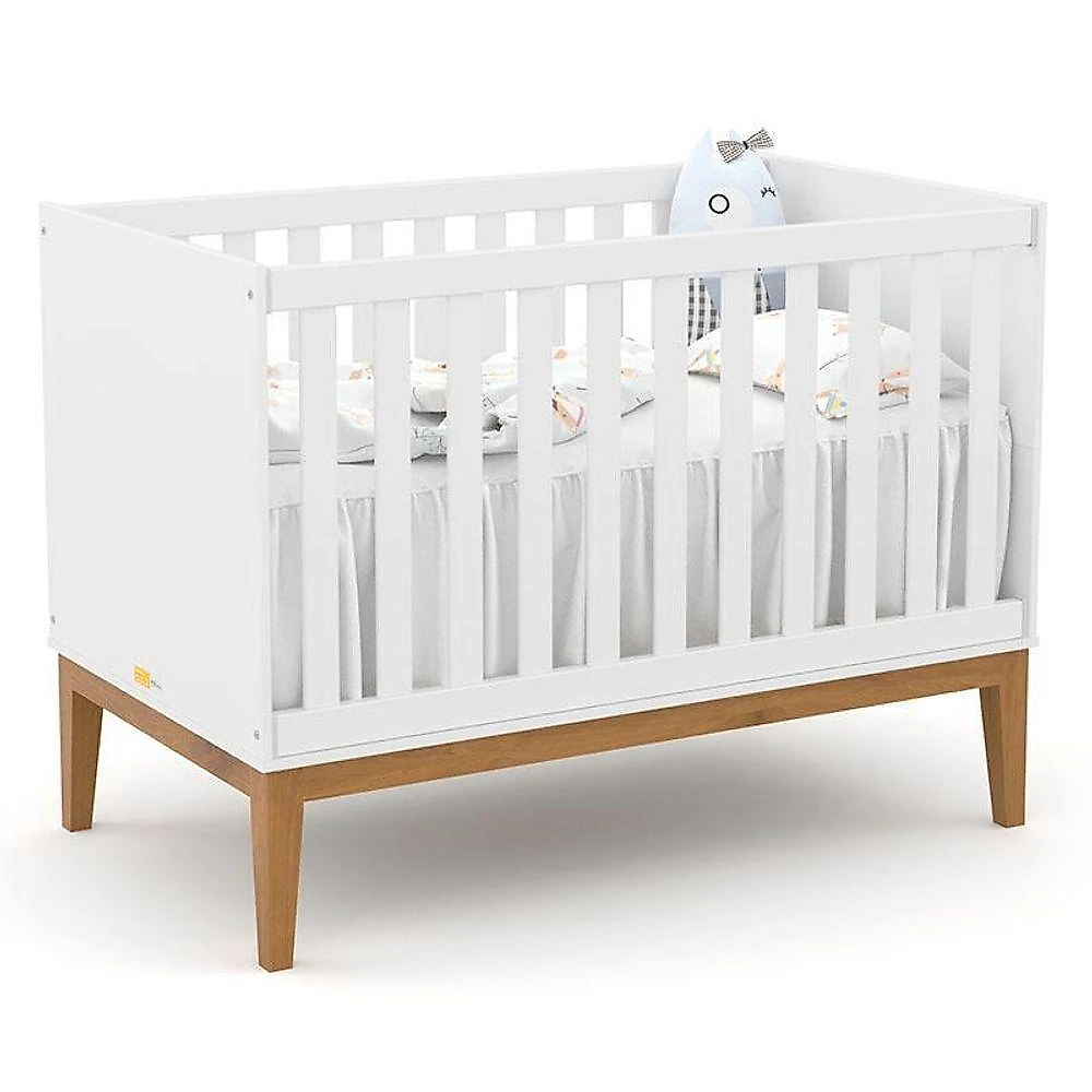 Quarto De Bebê Americano 6 Portas Com Berço Americano Unique Branco Soft Eco Wood - Matic - Henn E Colchão Ortobom
