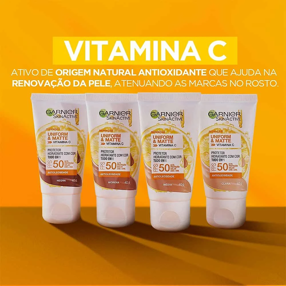 Protetor solar hidratante facial com vitamina c garnier skin fps 50 clara