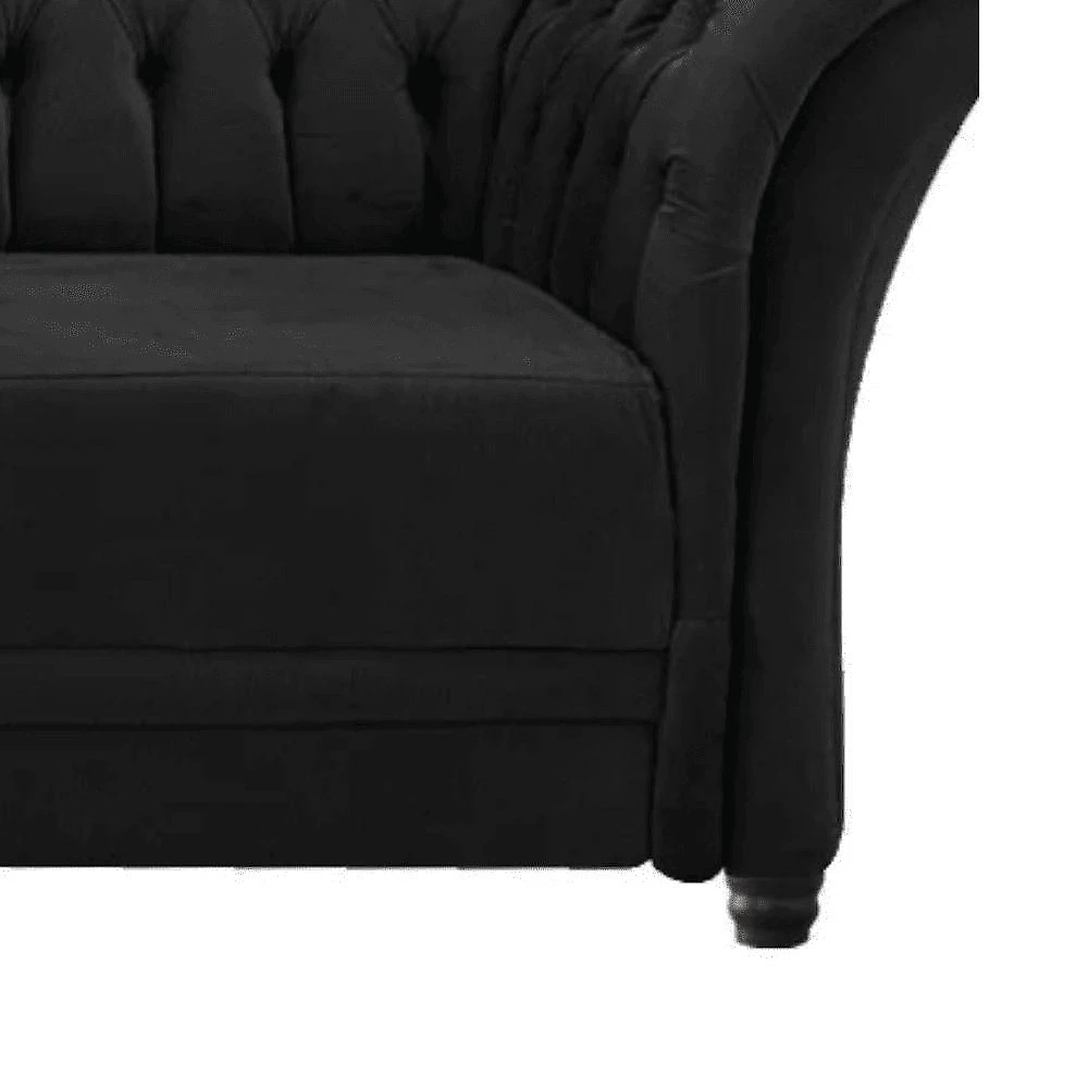Sofá Recamier Divã Chesterfield 200cm Sofia Suede Preto Capitonê- Mabe Magazine