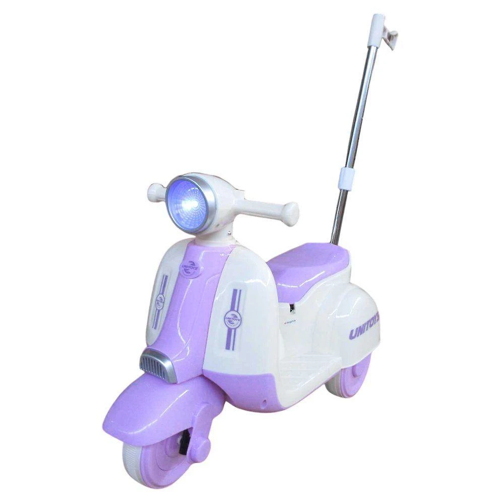 Moto Elétrica Infantil Candy com Empurrador com Rodas Largas e Volante Superior Lilás Unitoys