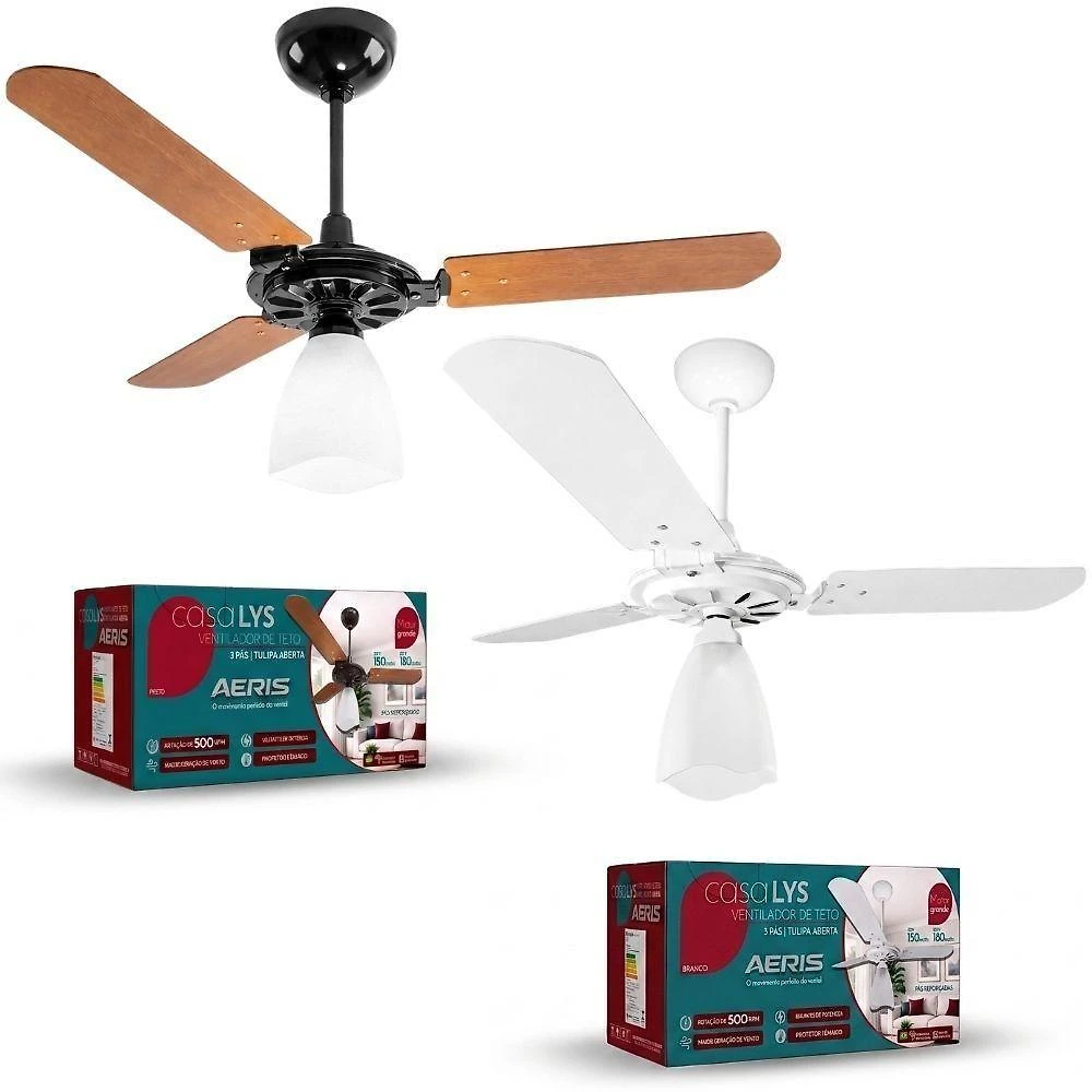 Ventilador de Teto Aeris 180W 100cm 3 Pás Branco 220V