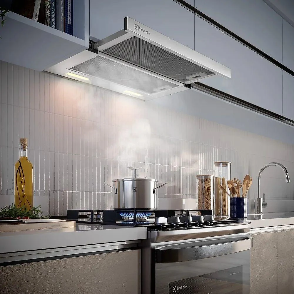 Depurador De Ar Electrolux 60cm Retrátil Inox Efficient Com Luz De Led DE6RS 220V