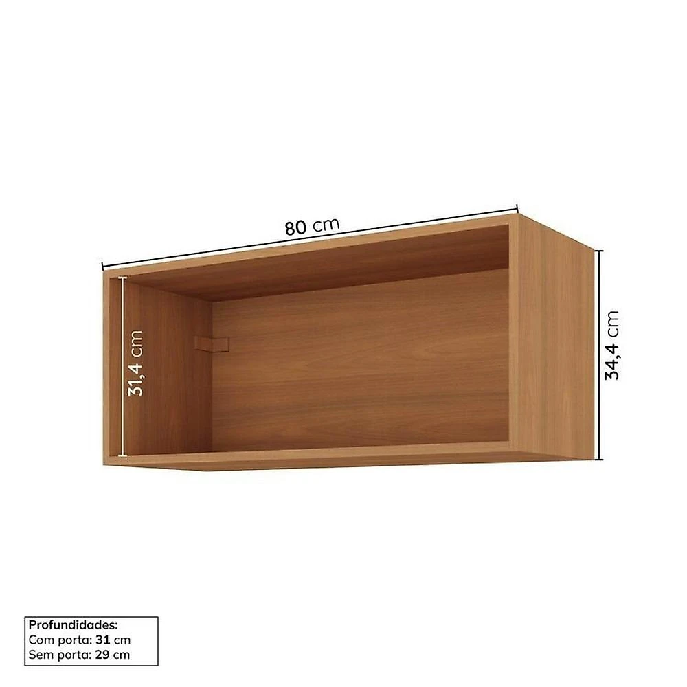 Cozinha Compacta 4 Peças 2 Aéreos 2 Balcões Soho CabeCasa MadeiraOriginals Freijó/Azul