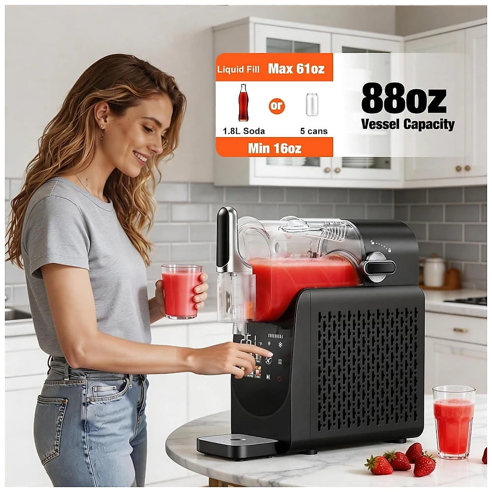 Máquina de Slush Raspadinha AllToU 2,6L Sem Gelo 6 Programas Auto Limpeza 240V
