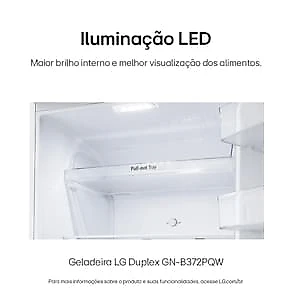 Geladeira LG Frost Free GN-B372PQW Duplex com Tecnologia Smart Inverter, Linear Cooling e Multi Air Flow Branca - 375 litros 110V